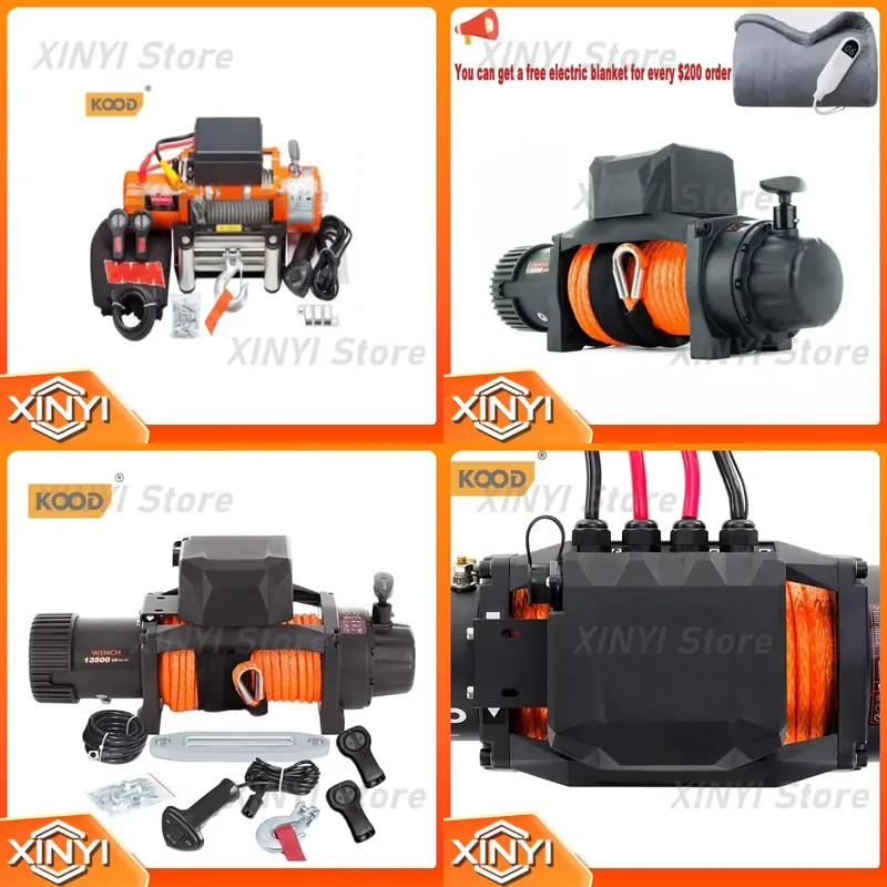 Winch 12000Lb Synthetic Rope - KOOD 4x4 복구용 24V 전동 윈치