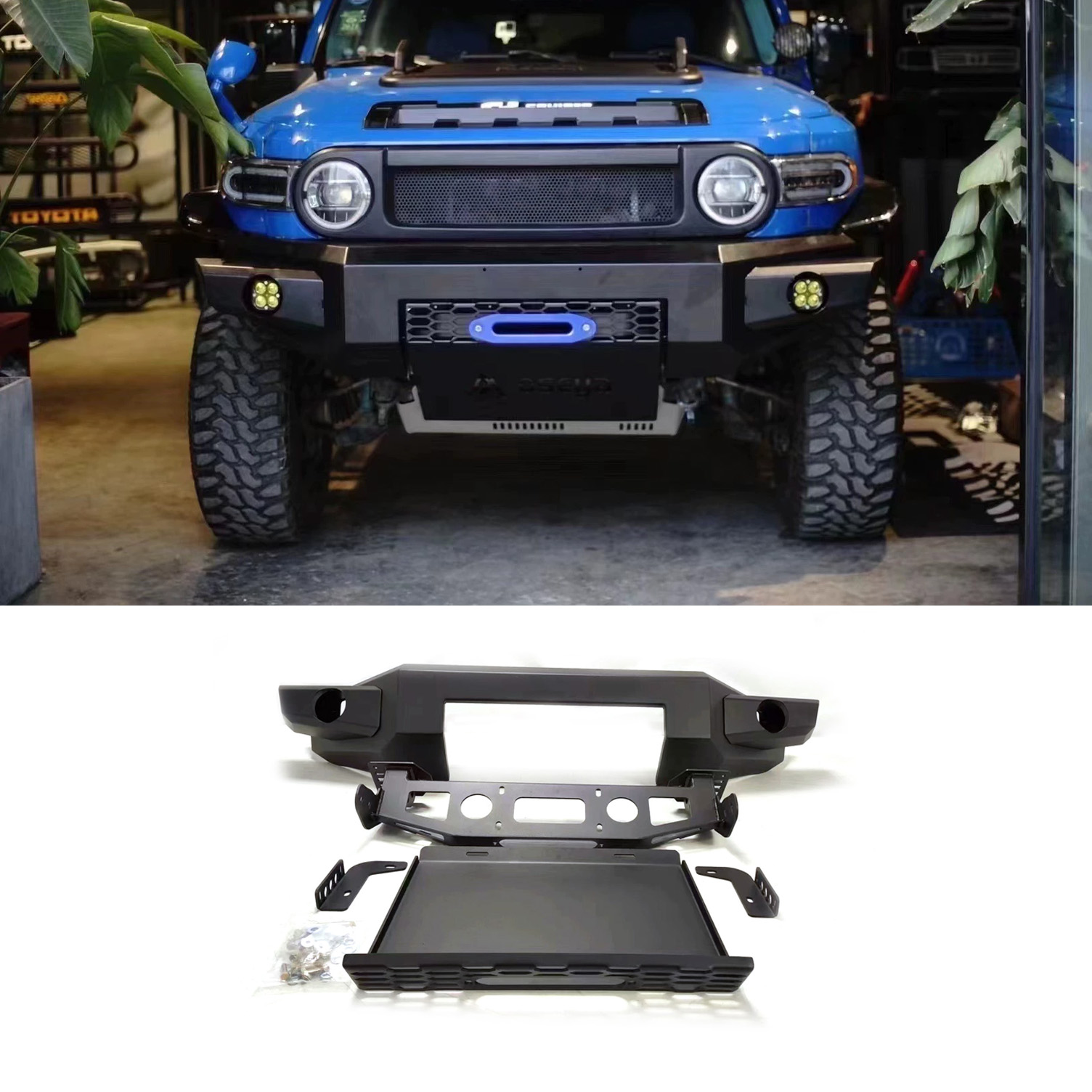 Winch Bumper Mount Plate - 텍스처드 블랙 프론트 범퍼(윈치 마운트 포함,