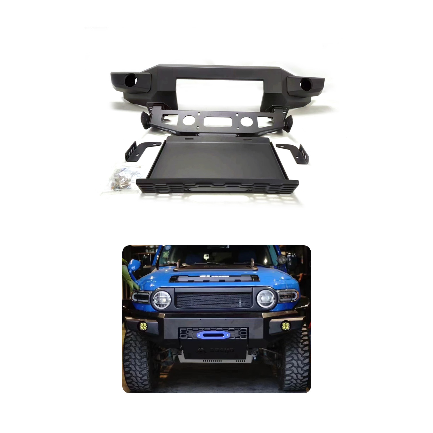 텍스처드 블랙 프론트 범퍼(윈치 마운트 포함, 스키드  - Winch Bumper Mount Plate 리뷰 및 가격